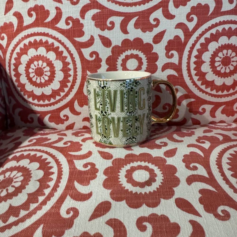 Anthropologie Gold and White Mug - Living Lovely